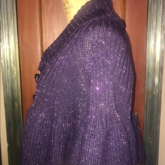 Nanette Leopore Purple Lurex Cropped Sweater EUC - Picture 3 of 8